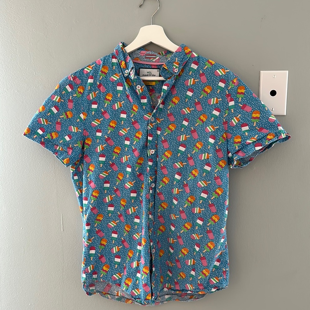 MTL Popsicle Print Short Sleeve Button Up